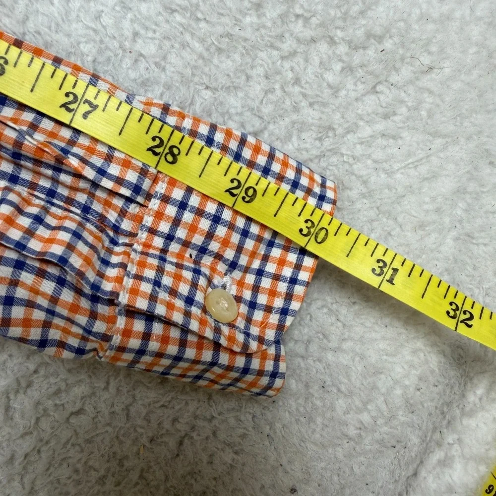 Ralph Lauren Orange Blue Plaid Long Sleeve Button Down Shirt Kids Size L 14-16